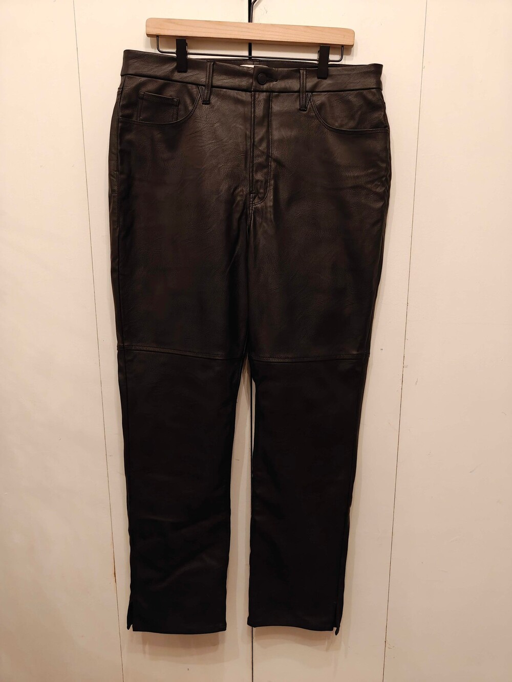 Good American Black Faux Leather Pants Size 10